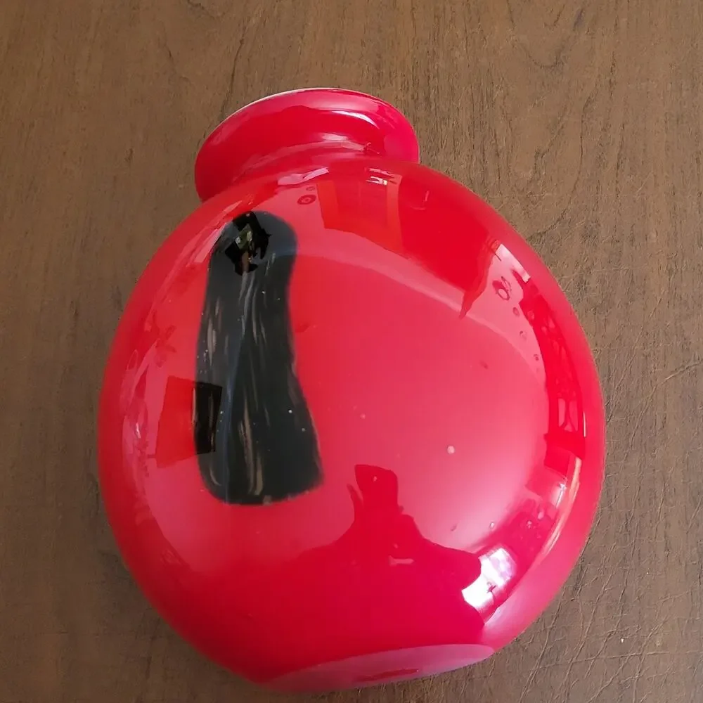 Vintage Tango Glass Vase Red White Cased Art Glass Black Swirl Hand Blown 9